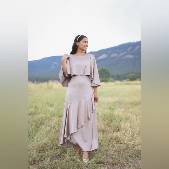 ❗️SOLD❗️ Dainty Jewells Divine Dinner Dress, Champaign - Picture 2 of 5